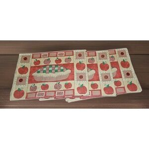 Pink Gingham Cottagecore Fall Apple Pie Table Reversible Placemats Set 6 18"X13"